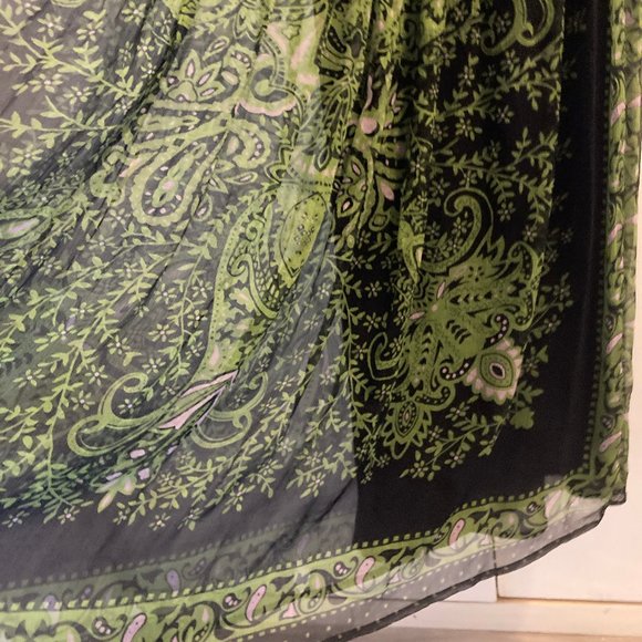 XS Bebe Green & Black Sheer, Lined Maxi Dress - Picture 9 of 15